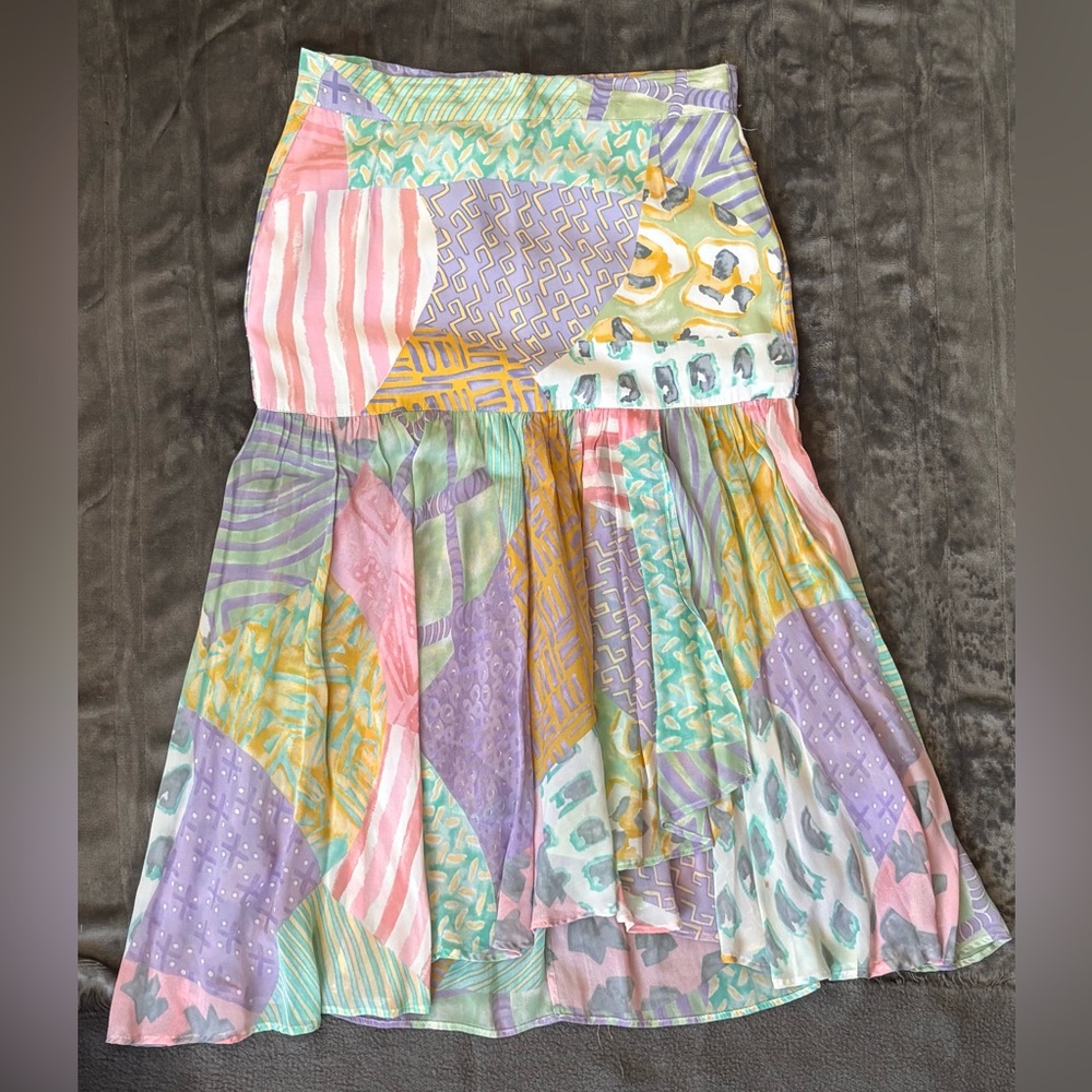 Vintage Platinum Dorothy Schoelen Skirt Size 8 Artsy print Art